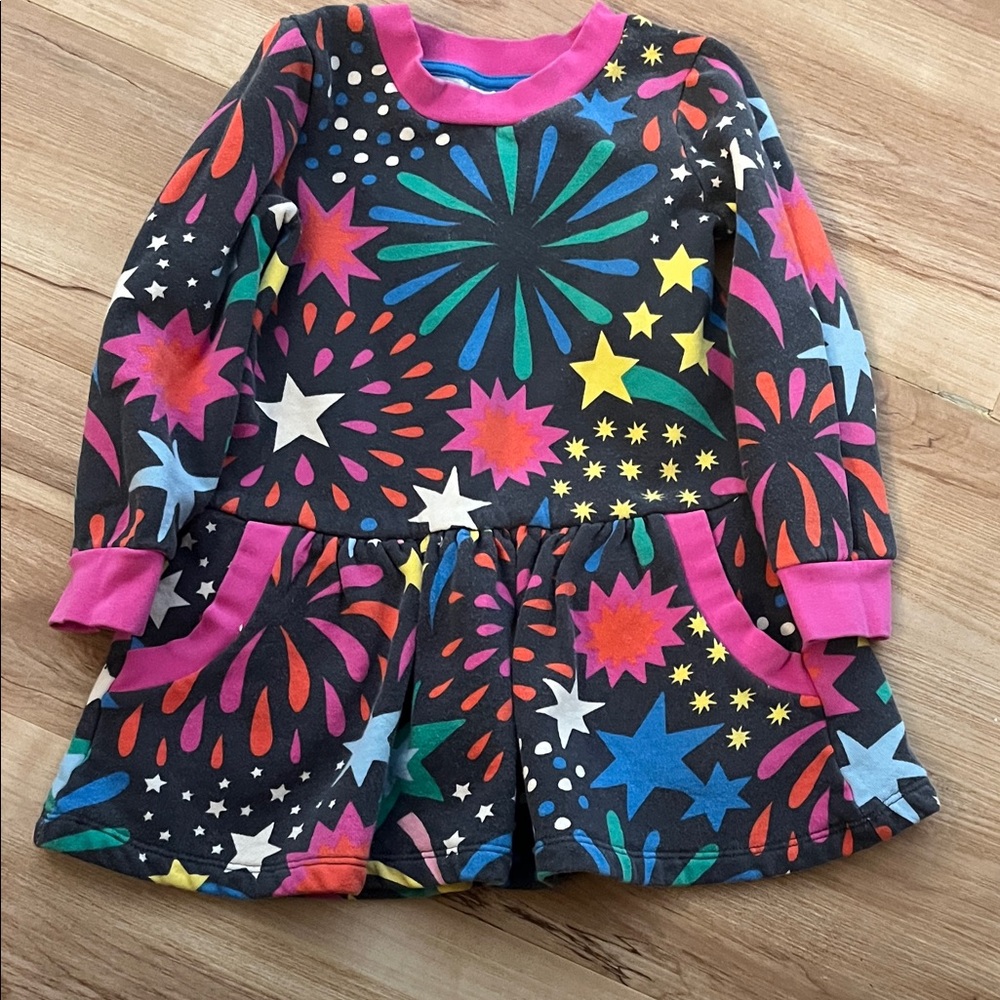 Mini Boden Colorful Fireworks Sweatshirt Dress